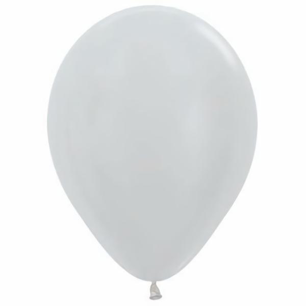 12cm Latex Balloons (Small) | 50 Pack Metallic Pearl Silver Latex Balloon – 12Cm