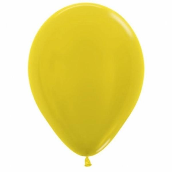 12cm Latex Balloons (Small) | 50 Pack Metallic Yellow Latex Balloons – 12Cm