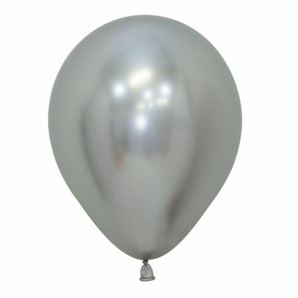 12cm Latex Balloons (Small) | 50 Pack Silver Metallic Reflex Latex Balloons – 12Cm