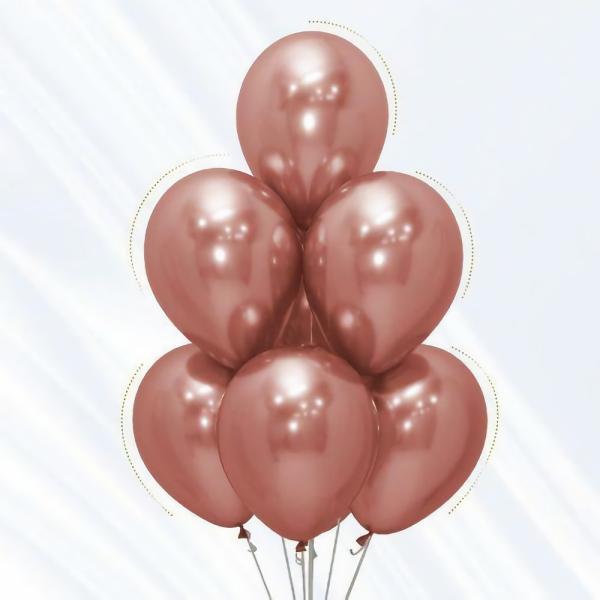 30cm Latex Balloons (Standard) | 12 Pack Reflex Rose Gold Latex Balloons – 30Cm