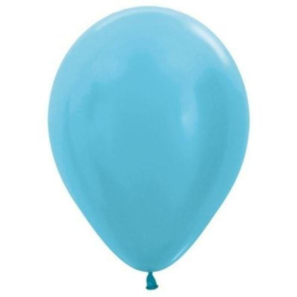 30cm Latex Balloons (Standard) | 25 Pack Satin Pearl Caribean Blue Latex Balloons – 30Cm