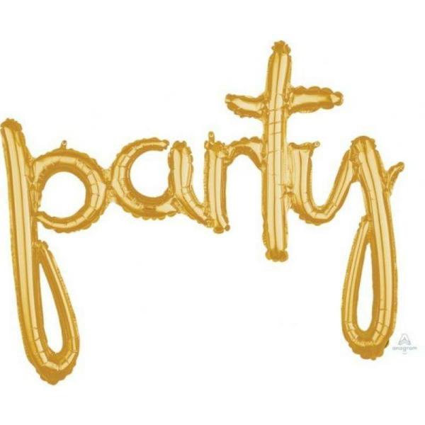 Air-Filled Banners | Gold Party Script Phrases Foil Balloon – 99Cm X 78Cm