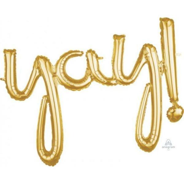 Air-Filled Banners | Gold Yay Phrase Foil Balloon – 88Cm X 63Cm