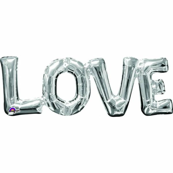 Air-Filled Banners | Love Silver Letter Foil Balloon – 63Cm X 22Cm