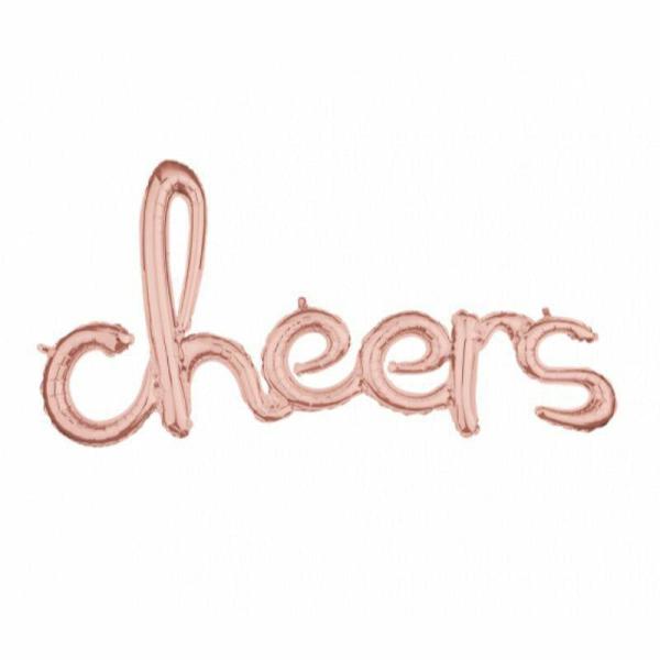 Air-Filled Banners | Rose Gold Cheers Phrase Foil Balloon – 101Cm X 53Cm