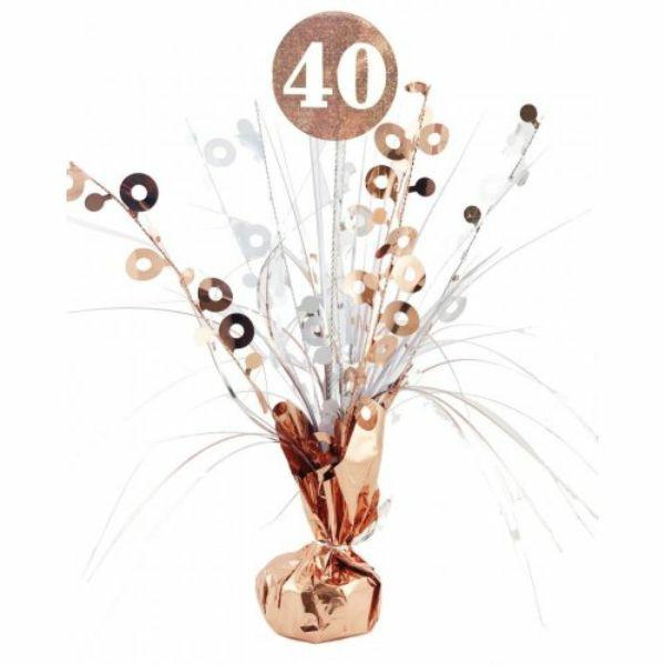 Balloon Weights | 40 Rose Gold & White Centrepiece Weight – 165G