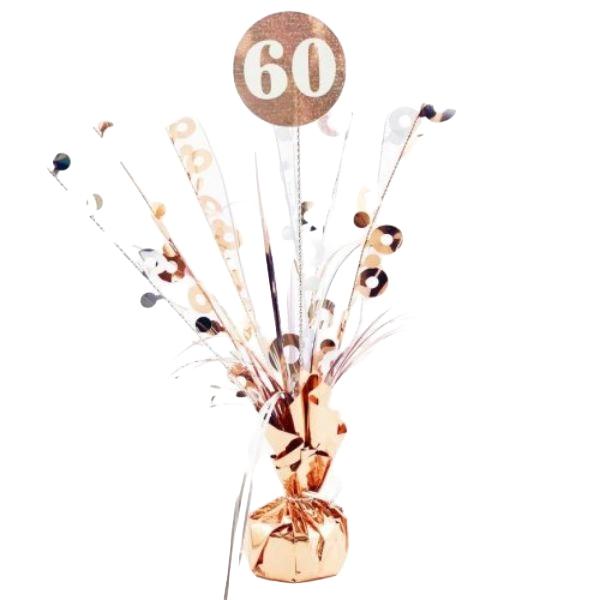 Balloon Weights | 60 Rose Gold & White Centrepiece Weight – 165G