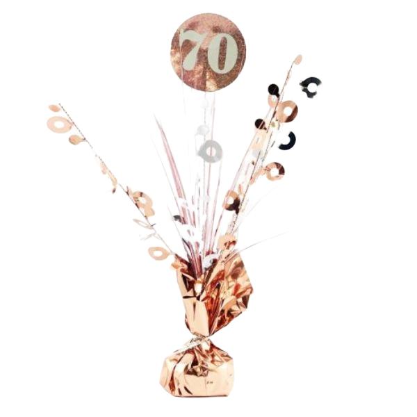 Balloon Weights | 70 Rose Gold & White Centrepiece Weight – 165G