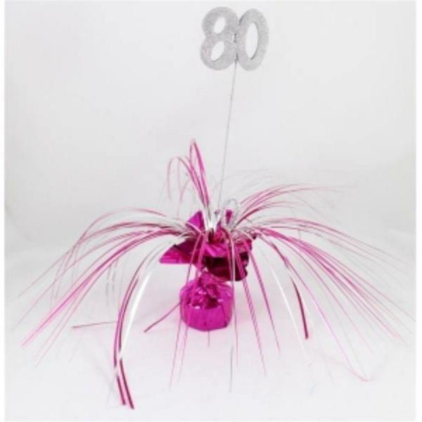 Balloon Weights | 80 Hot Pink Balloon Weight With Silver & Hot Pink Grass