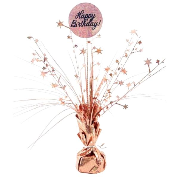 Balloon Weights | Happy Birthday Holographic Rose Gold Centrepiece – 165G