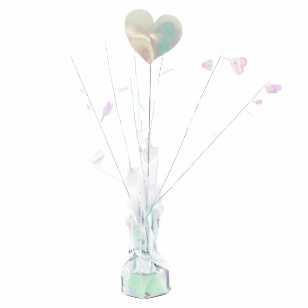 Balloon Weights | Heart Iridescent White Centrepiece Weight – 165G