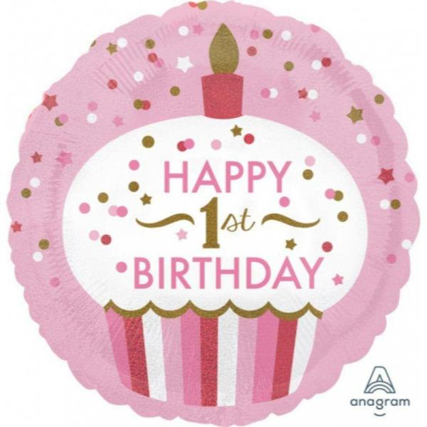 Birthday & Milestone Foil Balloons | 1St Birthday Cupcake Foil Balloon – 45Cm