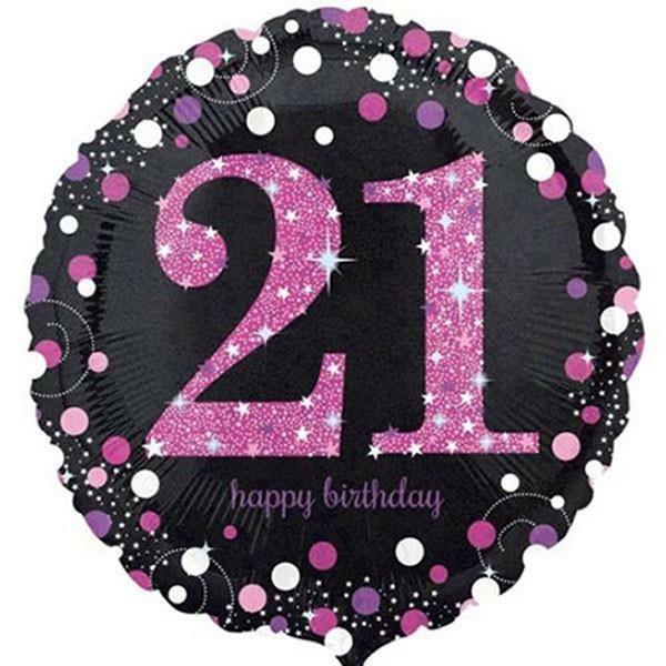 Birthday & Milestone Foil Balloons | 21Th Birthday Pink Holographic Foil Balloon – 45Cm