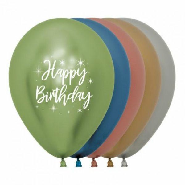 Birthday & Milestone Foil Balloons | 50 Pack Radiant Reflex Assorted Happy Birthday Balloons – 30Cm