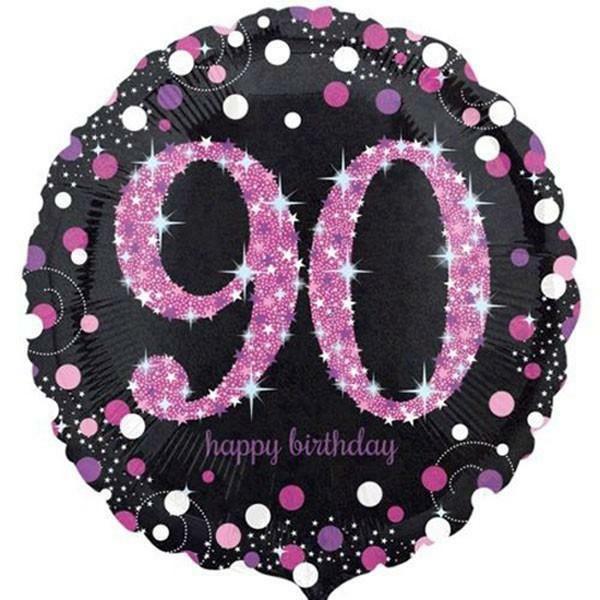 Birthday & Milestone Foil Balloons | 90Th Birthday Pink Holographic Foil Balloon – 45Cm