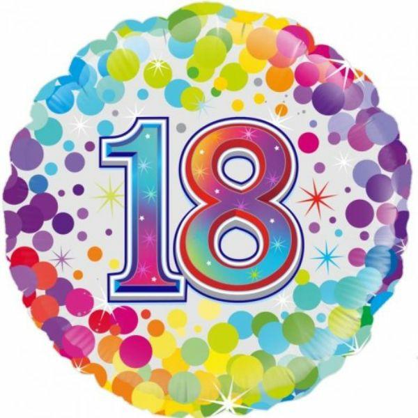 Birthday & Milestone Foil Balloons | Colourful Confetti 18Th Birthday Foil Balloon – 46Cm