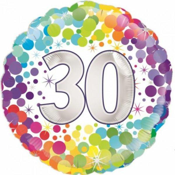 Birthday & Milestone Foil Balloons | Colourful Confetti 30Th Birthday Foil Balloon – 46Cm