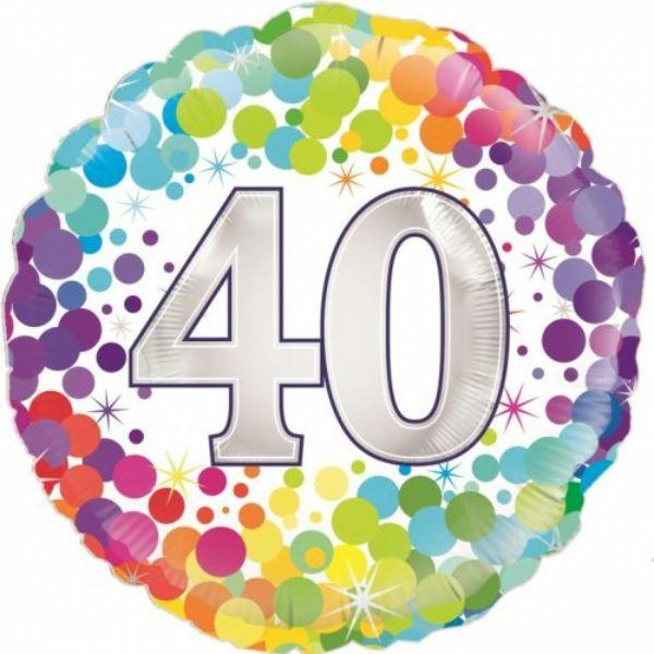 Birthday & Milestone Foil Balloons | Colourful Confetti 40 Round Foil Balloon – 45Cm