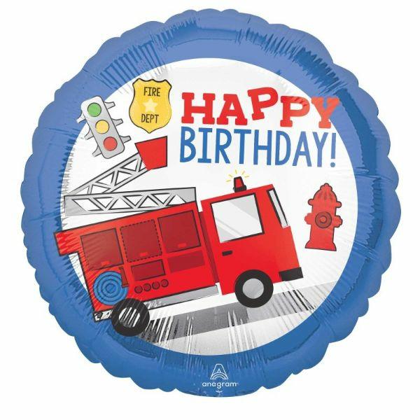 Birthday & Milestone Foil Balloons | First Responder Fire Truck Happy Birthday Foil Balloon – 45Cm