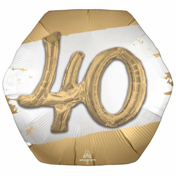 Birthday & Milestone Foil Balloons | Golden Age 40 Birthday Foil Balloon – 76Cm X 71Cm