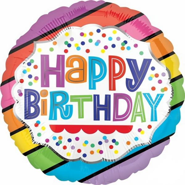 Birthday & Milestone Foil Balloons | Happy Birthday Bright Rainbow Foil Balloon – 45Cm