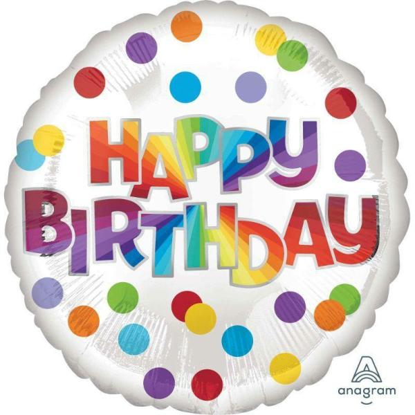 Birthday & Milestone Foil Balloons | Happy Birthday Dots Of Colour Foil Balloon – 45Cm