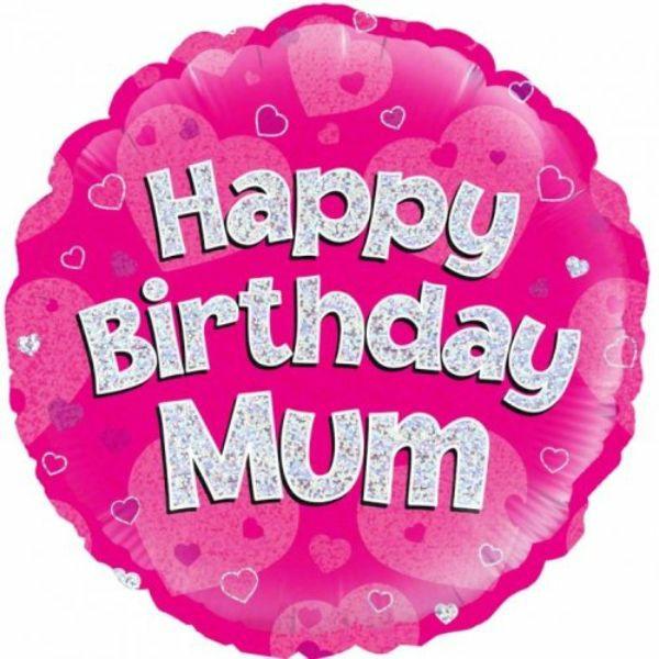 Birthday & Milestone Foil Balloons | Happy Birthday Mum Pink Round Foil Balloon – 46Cm