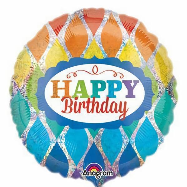 Birthday & Milestone Foil Balloons | Happy Birthday Rainbow Holographic Foil Balloon – 45Cm