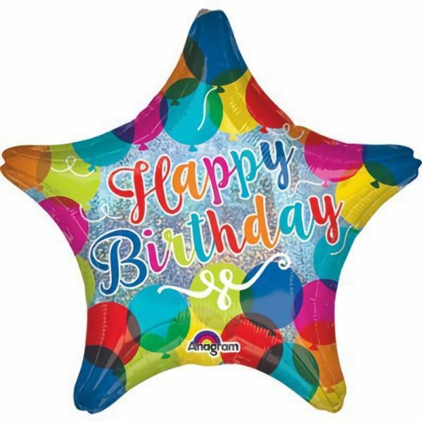 Birthday & Milestone Foil Balloons | Happy Birthday Star Sparkle Foil Balloon – 45Cm