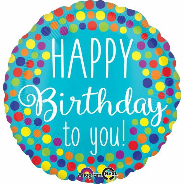 Birthday & Milestone Foil Balloons | Happy Birthday To You! Multicolored Dots Foil Balloon – 45Cm