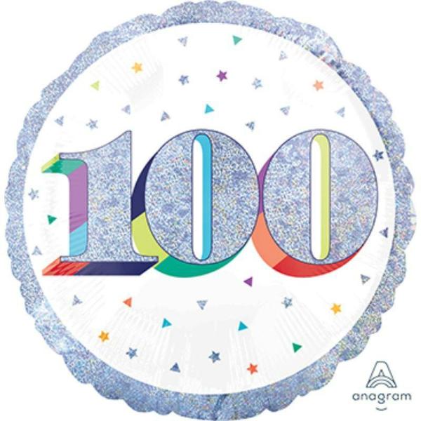 Birthday & Milestone Foil Balloons | Holographic Heres To Your Birthday 100 Foil Balloon – 45Cm