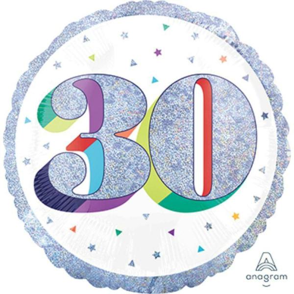 Birthday & Milestone Foil Balloons | Holographic Heres To Your Birthday 30 Foil Balloon – 45Cm