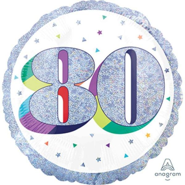 Birthday & Milestone Foil Balloons | Holographic Heres To Your Birthday 80 Foil Balloon – 45Cm