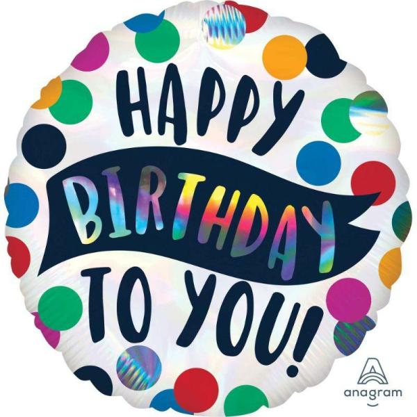 Birthday & Milestone Foil Balloons | Holographic Iridescent Time To Party Happy Birthday To You Foil Balloon – 45Cm