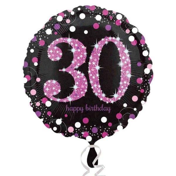 Birthday & Milestone Foil Balloons | Holographic Pink Celebration 30 Foil Balloon – 45Cm