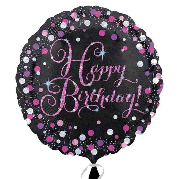 Birthday & Milestone Foil Balloons | Holographic Pink Celebration Birthday Foil Balloon – 45Cm