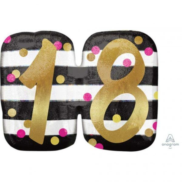 Birthday & Milestone Foil Balloons | Holographic Pink & Gold 18Th Milestone – 63Cm X 50Cm