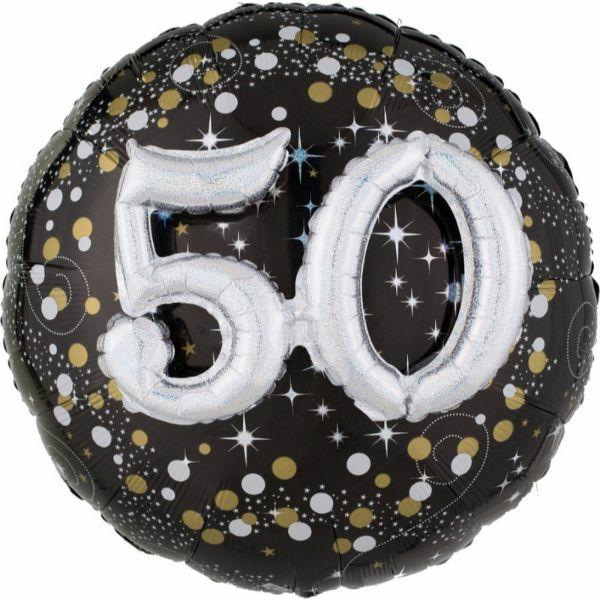 Birthday & Milestone Foil Balloons | Holographic Sparkling 50 Birthday Foil Balloon – 91Cm