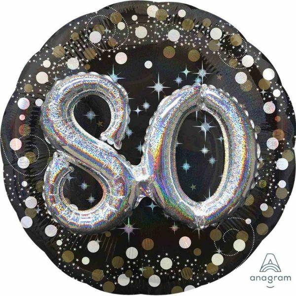 Birthday & Milestone Foil Balloons | Multi-Balloon Holographic Sparkling 80Th Birthday – 91Cm