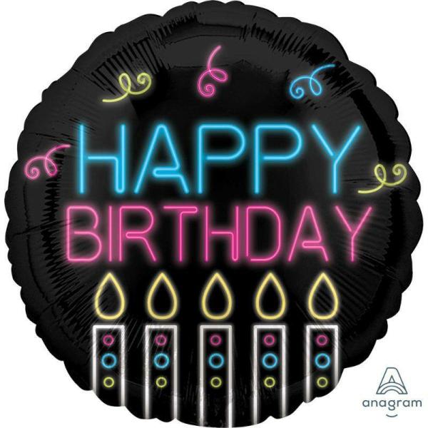 Birthday & Milestone Foil Balloons | Neon Happy Birthday Foil Balloon – 45Cm