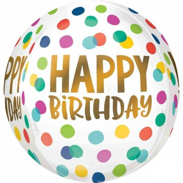 Birthday & Milestone Foil Balloons | Orbz Polka Dot Happy Birthday Foil Balloon – 38Cm X 40Cm