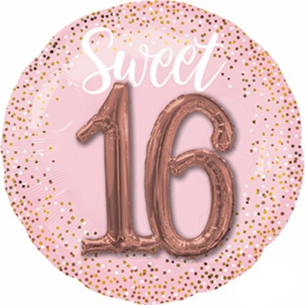 Birthday & Milestone Foil Balloons | Pink Blush Multi-Balloon Sweet Sixteen Foil Balloon – 91Cm