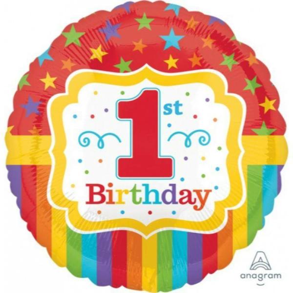 Birthday & Milestone Foil Balloons | Rainbow 1St Birthday Foil Balloon – 45Cm