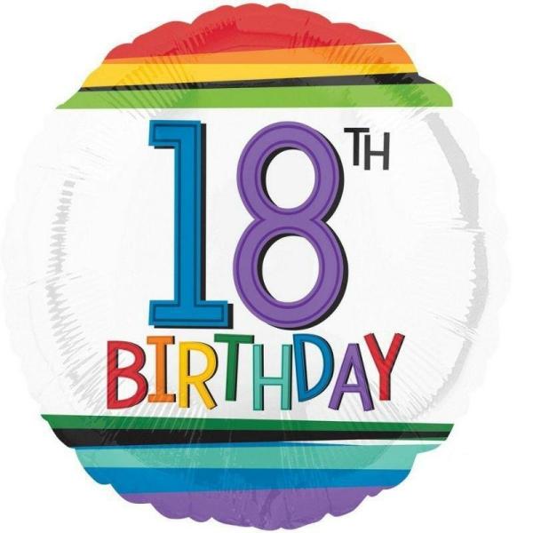 Birthday & Milestone Foil Balloons | Rainbow Birthday 18 Foil Balloon – 45Cm