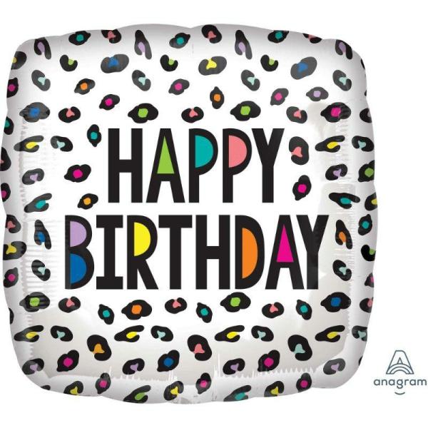 Birthday & Milestone Foil Balloons | Rainbow Leopard Happy Birthday Foil Balloon – 45Cm