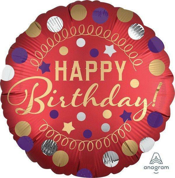 Birthday & Milestone Foil Balloons | Red Satin Party Round Foil Balloon – 45Cm