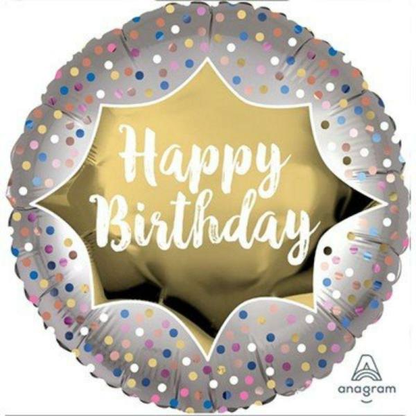 Birthday & Milestone Foil Balloons | Satin Xl Happy Birthday Satin Gold Burst Foil Balloon – 45Cm