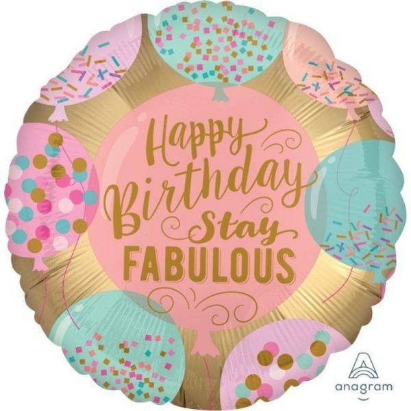 Birthday & Milestone Foil Balloons | Satin Xl Happy Birthday Stay Fabulous Foil Balloon – 45Cm