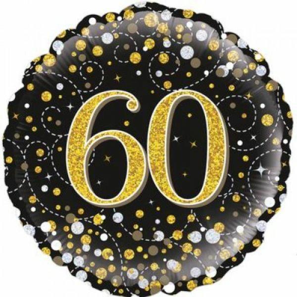 Birthday & Milestone Foil Balloons | Sparkling Fizz Black & Gold 60Th Birthday Foil Balloon – 46Cm