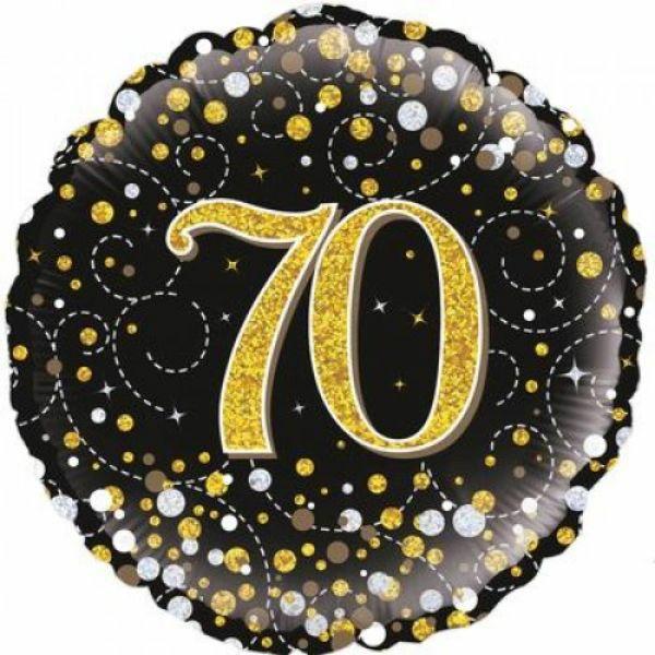 Birthday & Milestone Foil Balloons | Sparkling Fizz Black & Gold 70Th Birthday Foil Balloon – 46Cm